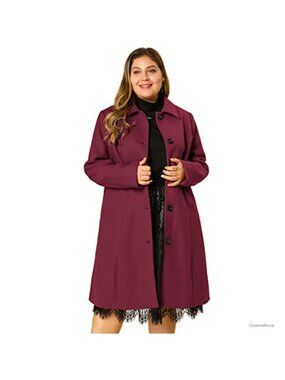 Plus Size Single Breasted Belted Longline Winter Pea Coat